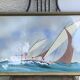 Marine painting, sailboat signed Dorvom, framed, vintage