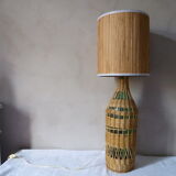 Lamp in glass and woven rattan