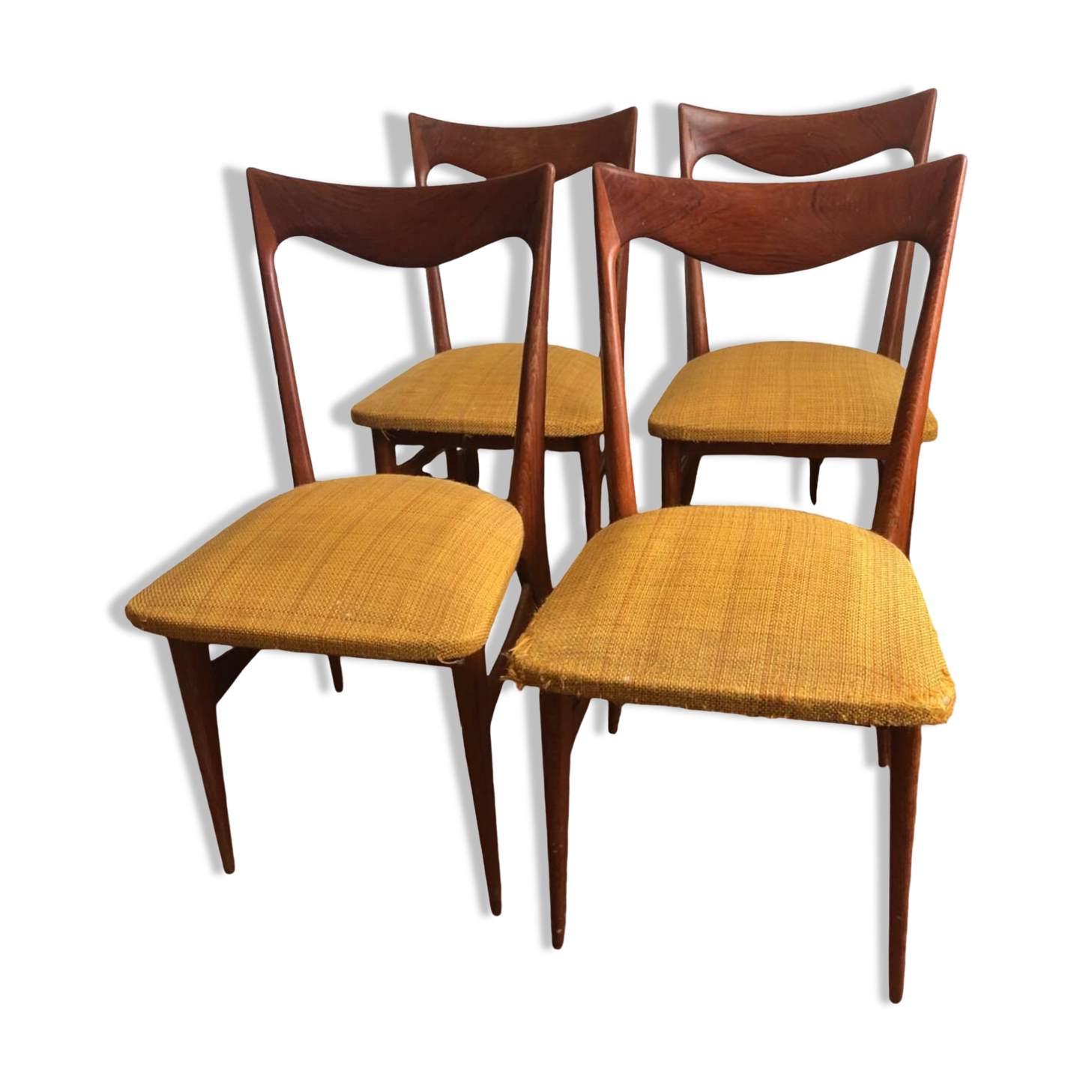 4 Scandinavian teak and fabric chairs, 1960