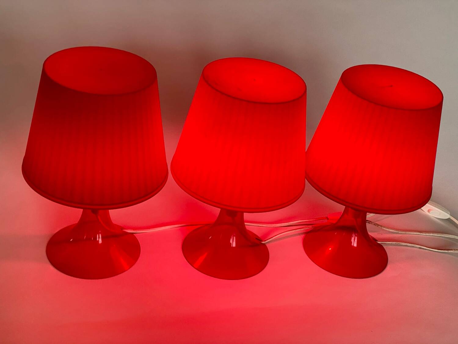 3 Lampes de table vintage ikea lampan rouge / bordeaux.