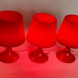 3 Vintage ikea lampan red / burgundy table lamps.
