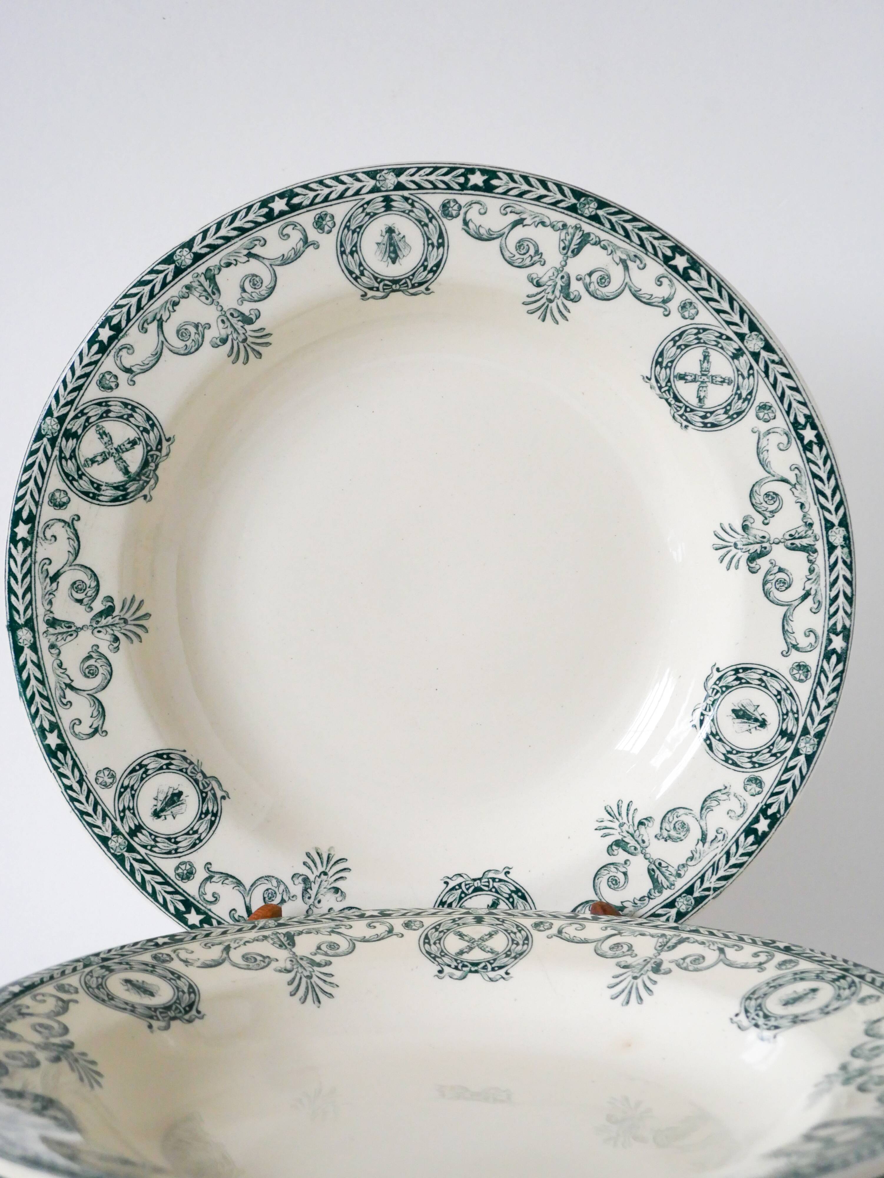 Set of 6 deep plates in Terre de Fer, Salins model "Cambacéres" 19th century