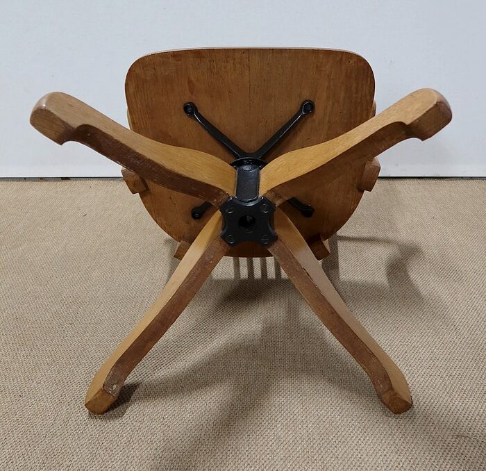 Adjustable office chair, in solid light oak – 1940