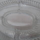 oval plate in molded glass with compartments