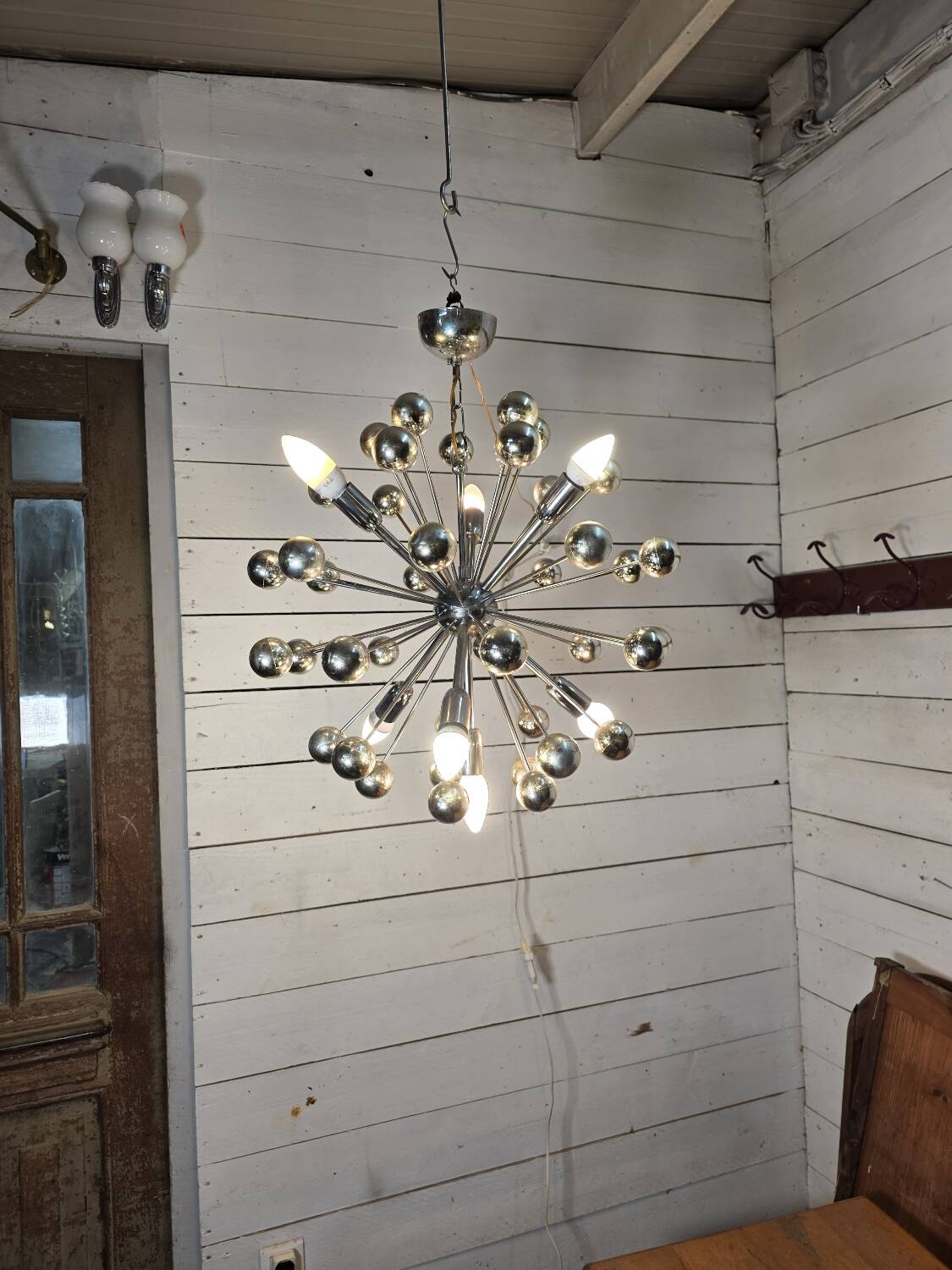 1970s chrome metal Sputnik chandelier