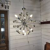 1970s chrome metal Sputnik chandelier