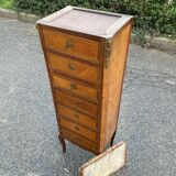 Louis XV transition XVI chest of drawers with 7 drawers in wood and marble
