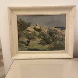 Oil on panel, Chateauneuf du Pape, 1950, signed Paul Surtel