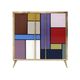 Mid-Century Modern Italian Sideboard in Solid Wood and Coloured Glass