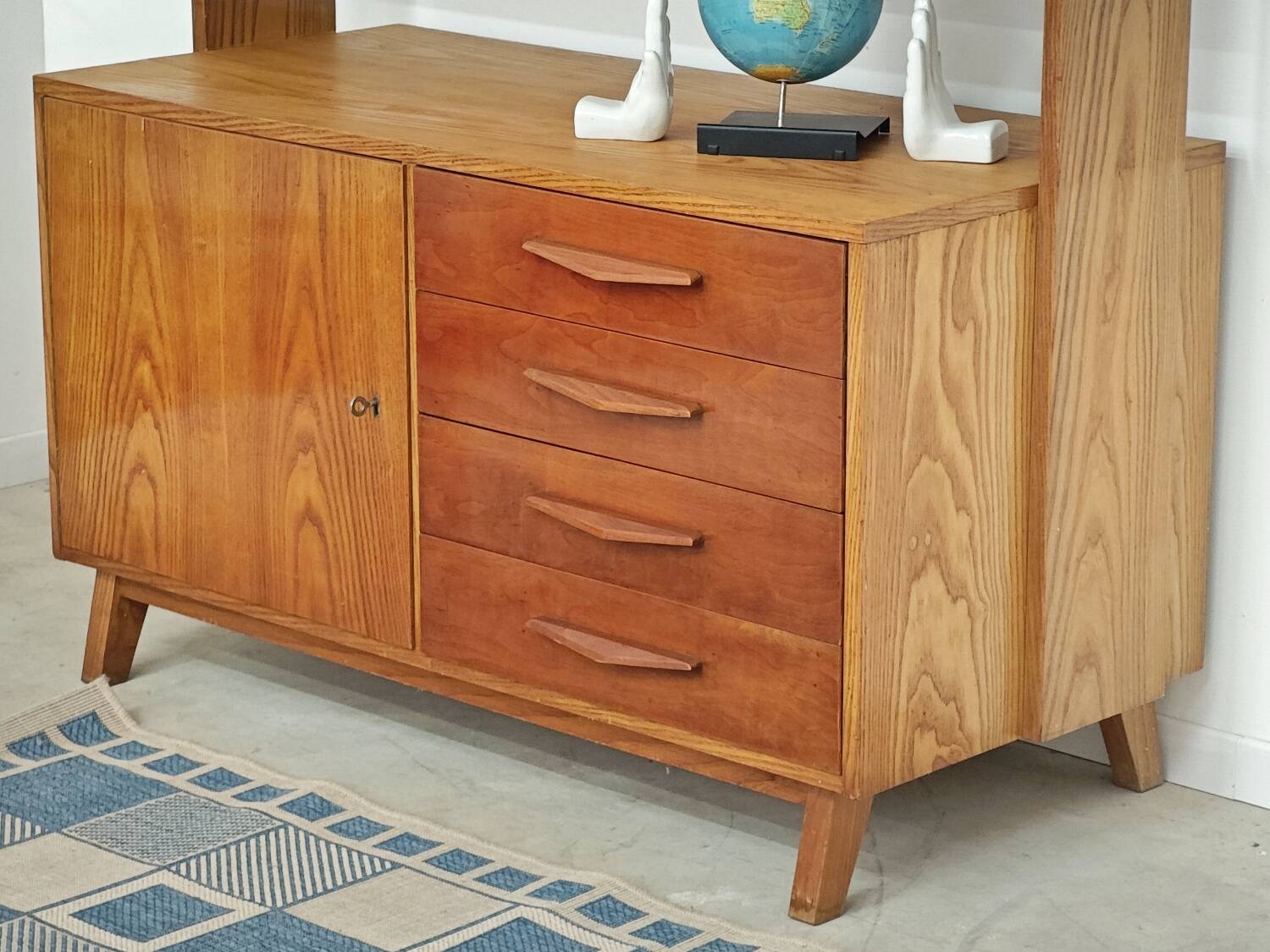High sideboard, wooden display cabinet by Frantisek Jirak – 1960