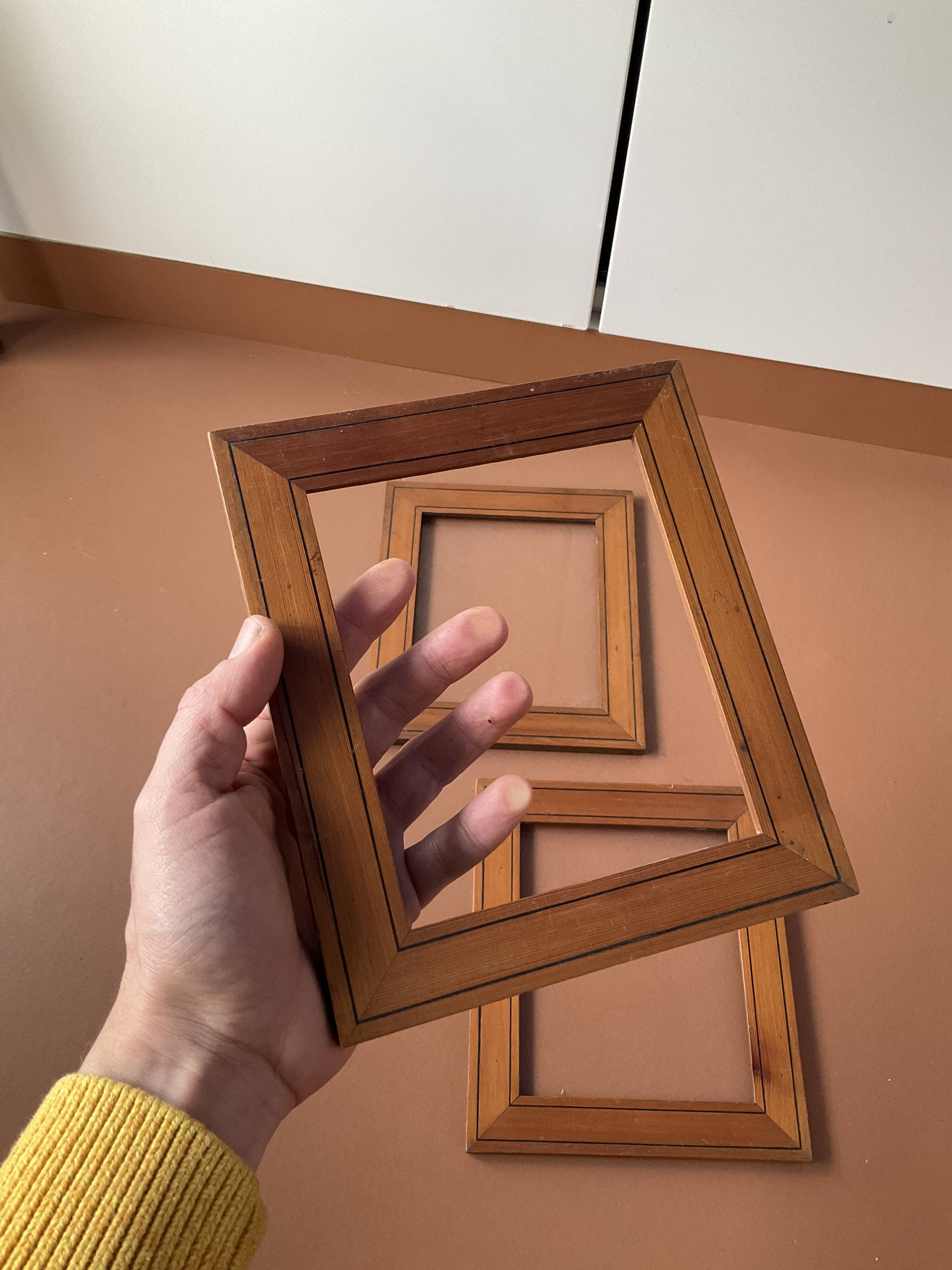 Set of 3 small old wooden frames