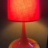 Standing lamp with vintage orange red lampshade