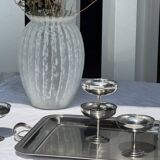 Classic silver tray with pearl stripe frieze