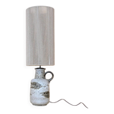 Pied de lampe en céramique et abat-jour en corde