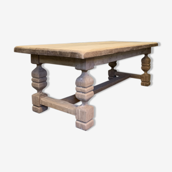 Large farm table brutalized in raw oak