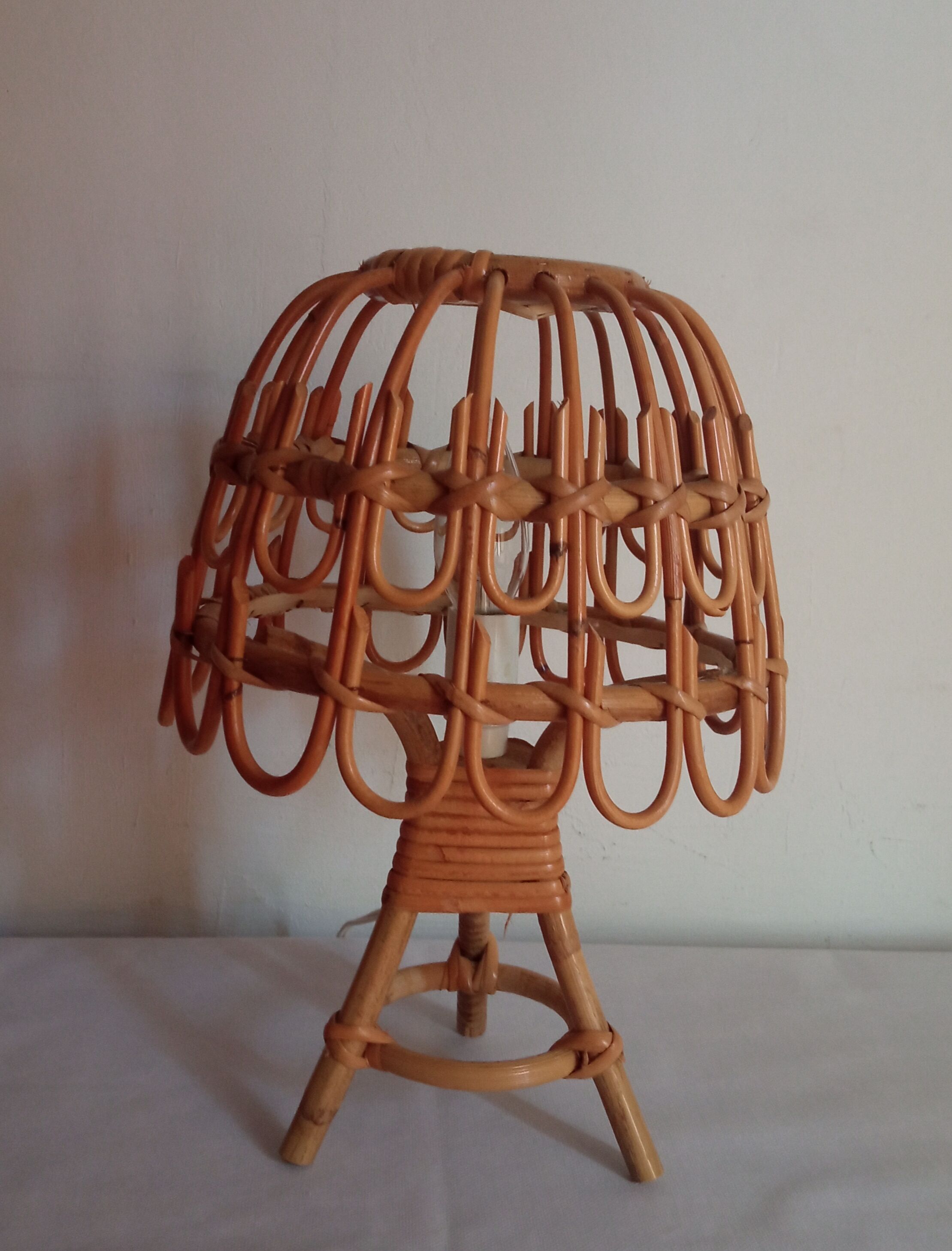Pair of bamboo bedside lamps 70s