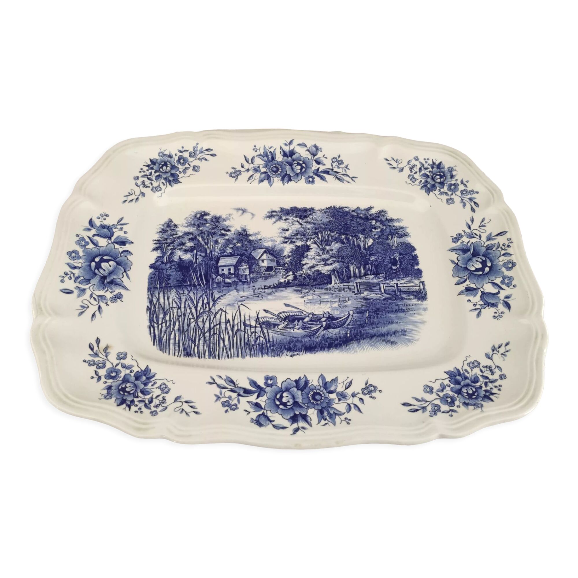 Rectangular dish Sarreguemines model Romantic blue