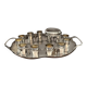 Silver-plated metal caviar service and 12 silver Minerva goblets, circa 1900