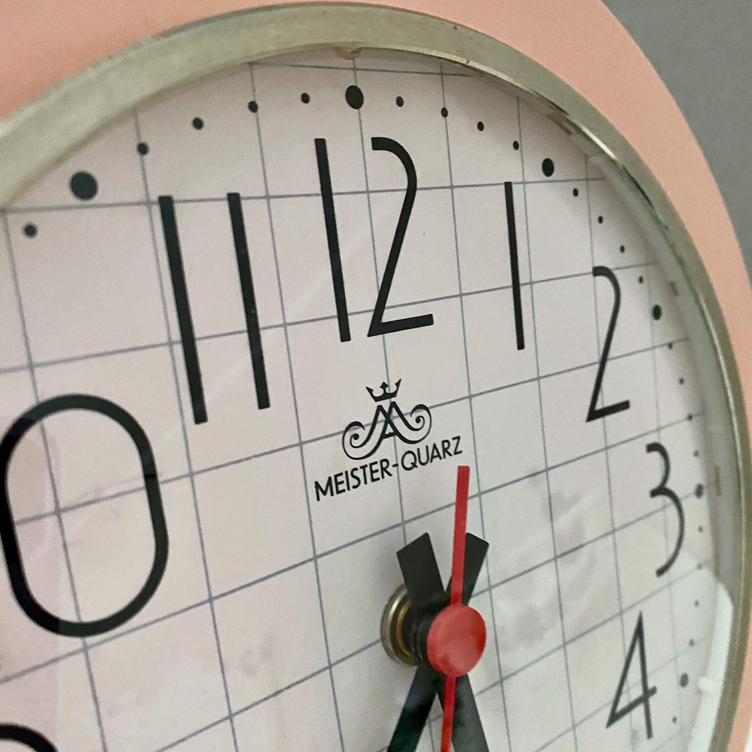 Meister Anker Wall Clock, 90s, Vintage Clock, Pastel Pink