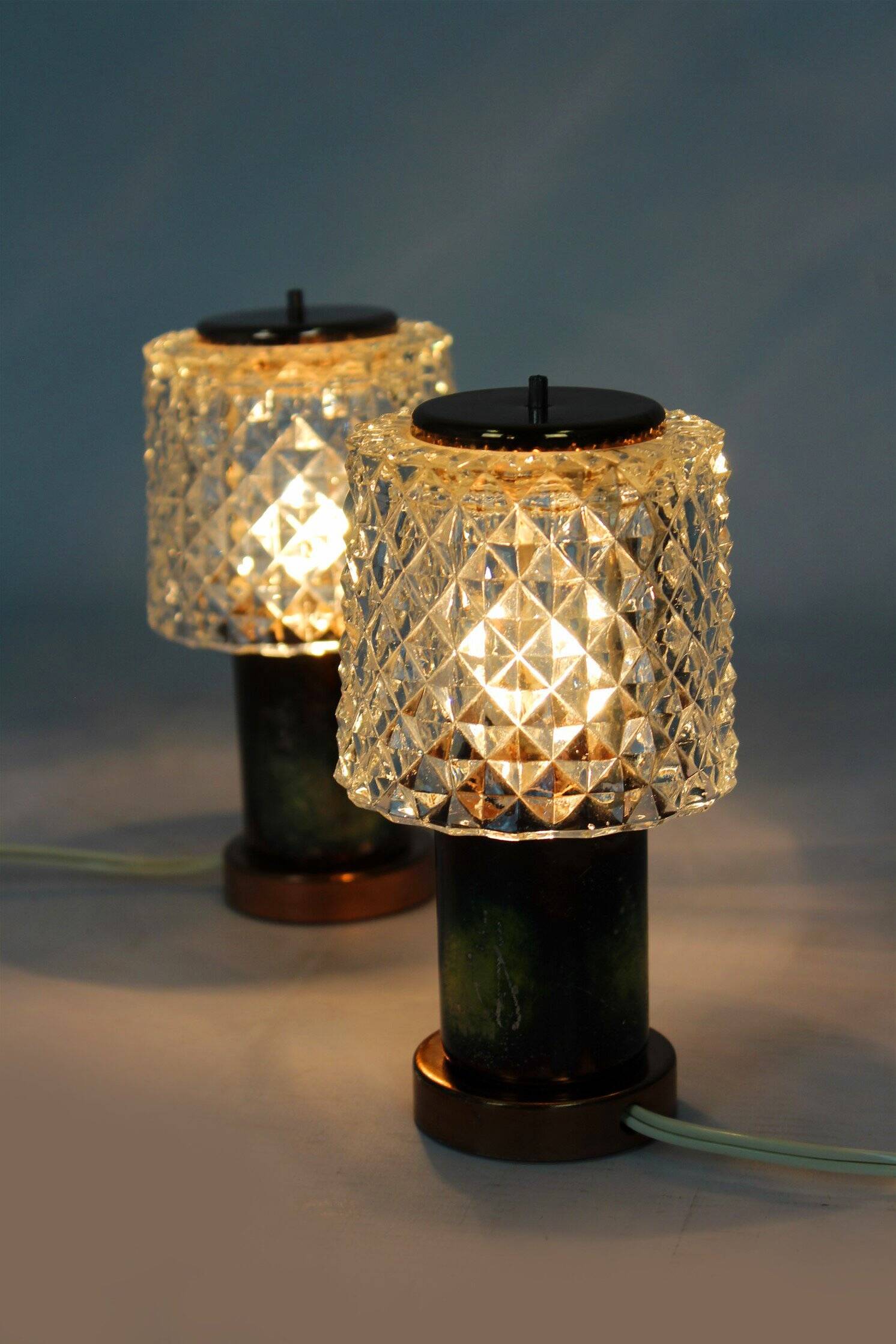 Copper Table Lamps from Kamenicky Senov, 1970s, Set of 2