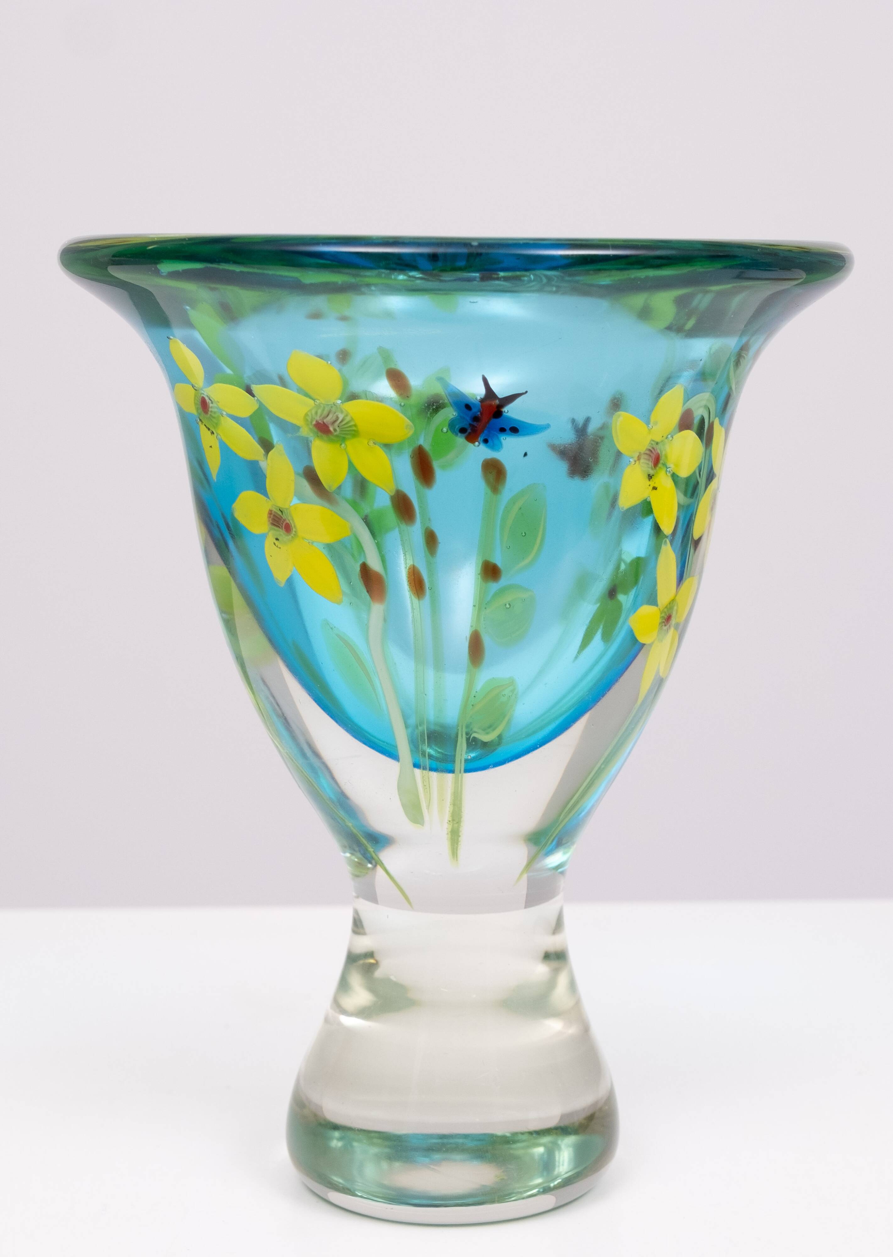 Berit Johansson Art Glass Vase by Murano 1970s Sweden
