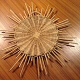 Rare little old Sun 1960 rattan mirror 35cm