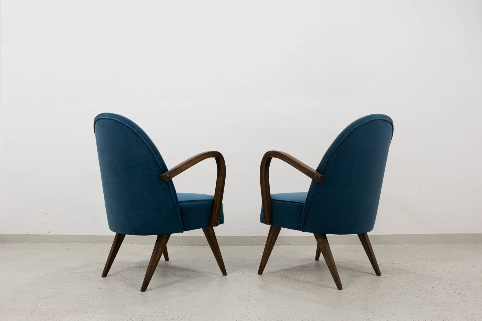 Pair of mid-century cocktail chairs, Poland, 1950s