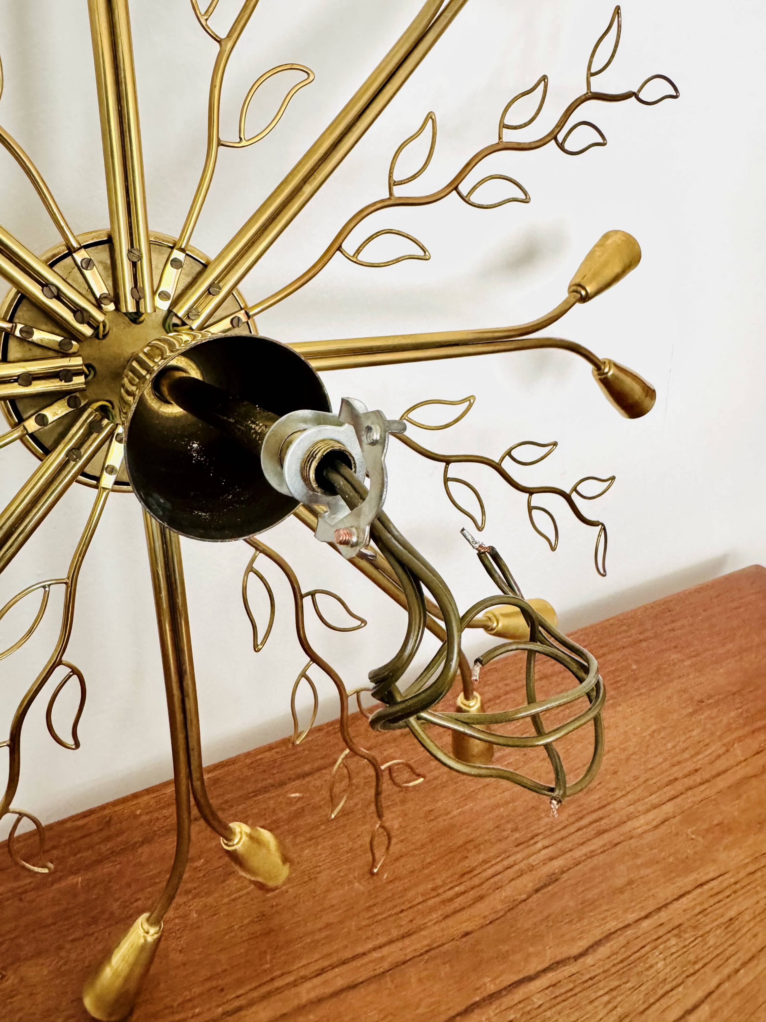Large Austrian Brass Chandelier by Rupert Nikoll