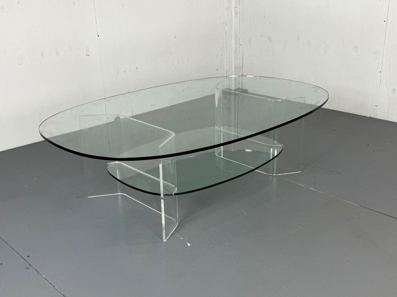 Space Age Italian modern Glass and Perspex Coffee Table, 1990s