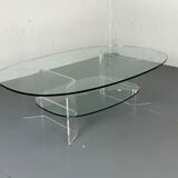 Space Age Italian modern Glass and Perspex Coffee Table, 1990s