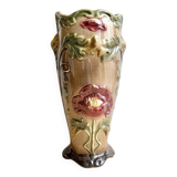 Large Art Nouveau Barbotine vase from Saint-Amand