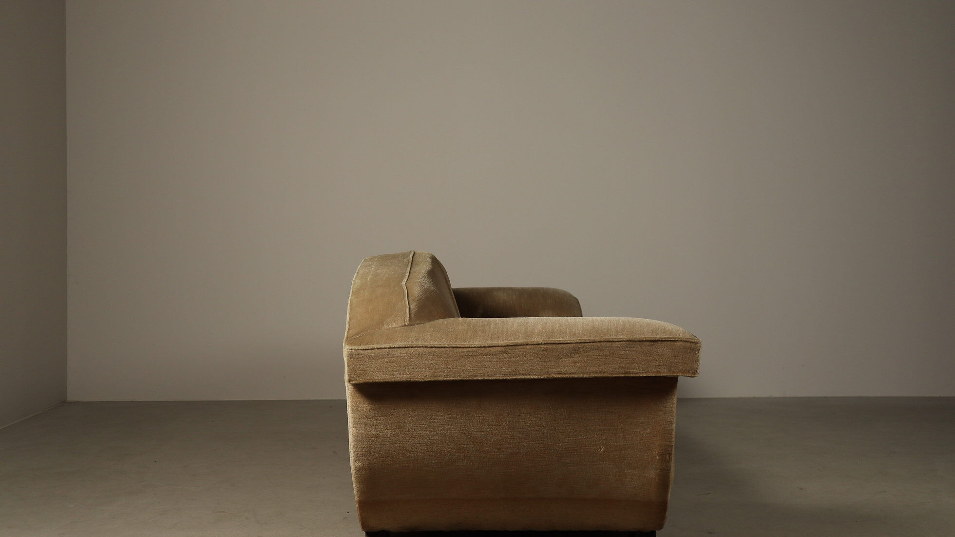 Art Deco three-seat sofa in original velvet, Belgium circa 1930