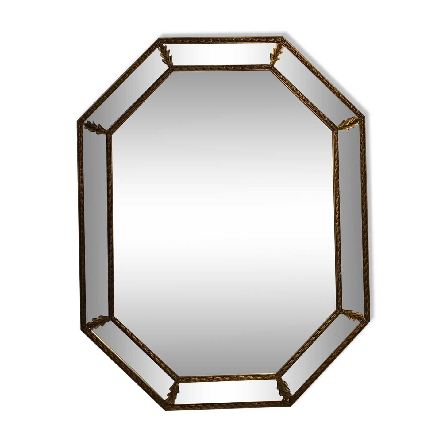 Octagonal mirror wooden gold beveled 92x71cm