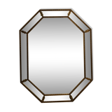 Octagonal mirror wooden gold beveled 92x71cm