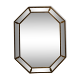 Octagonal mirror wooden gold beveled 92x71cm