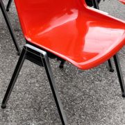 Set of 4 Modus red chairs by Tecno