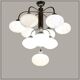 10-light chandelier in opaline and chrome-plated metal, 1960
