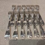12 silver-plated metal table forks, Ercuis silversmith, Louis XV 29