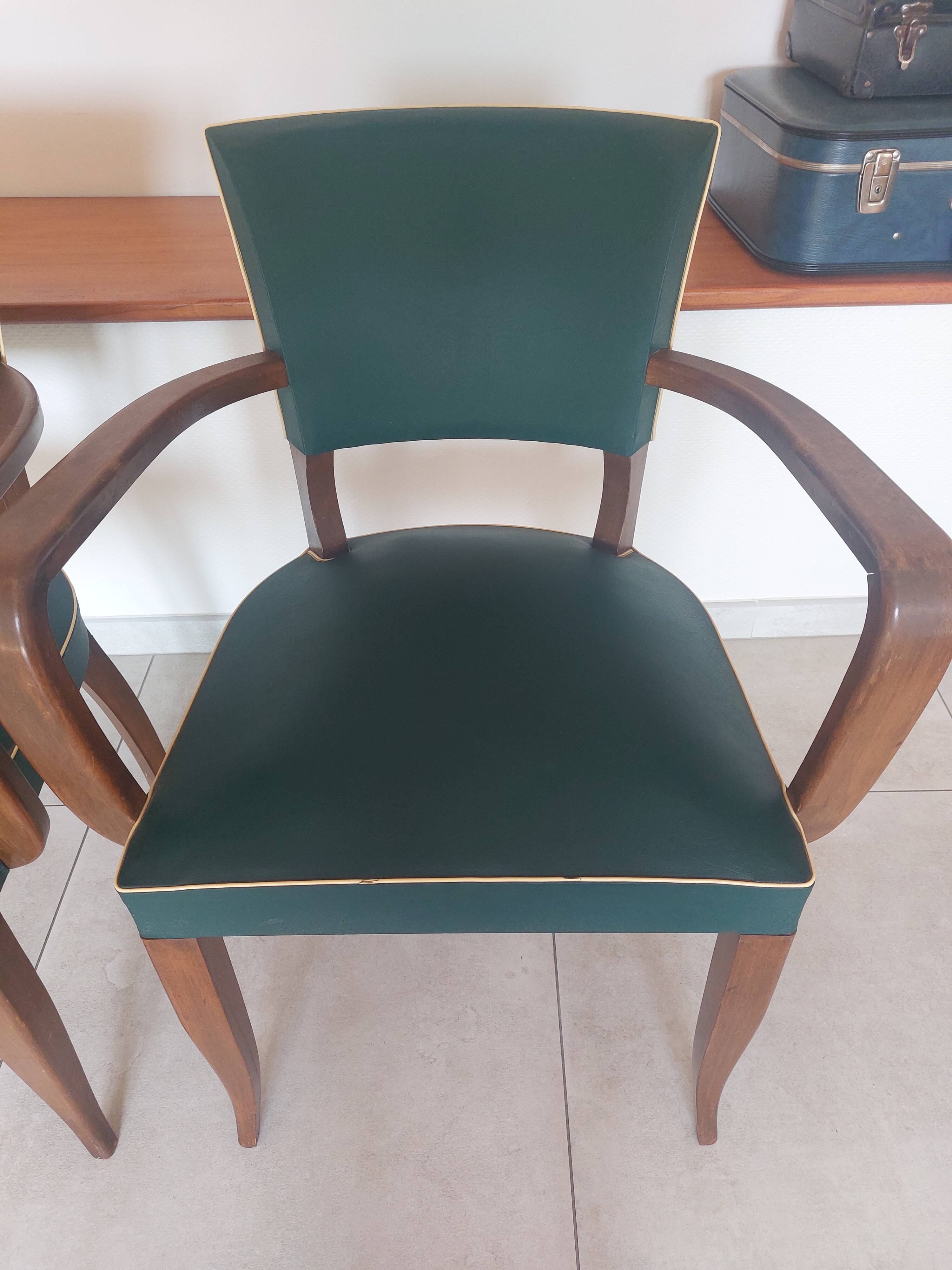 paire de chaises, fauteuils bridges vert foncé