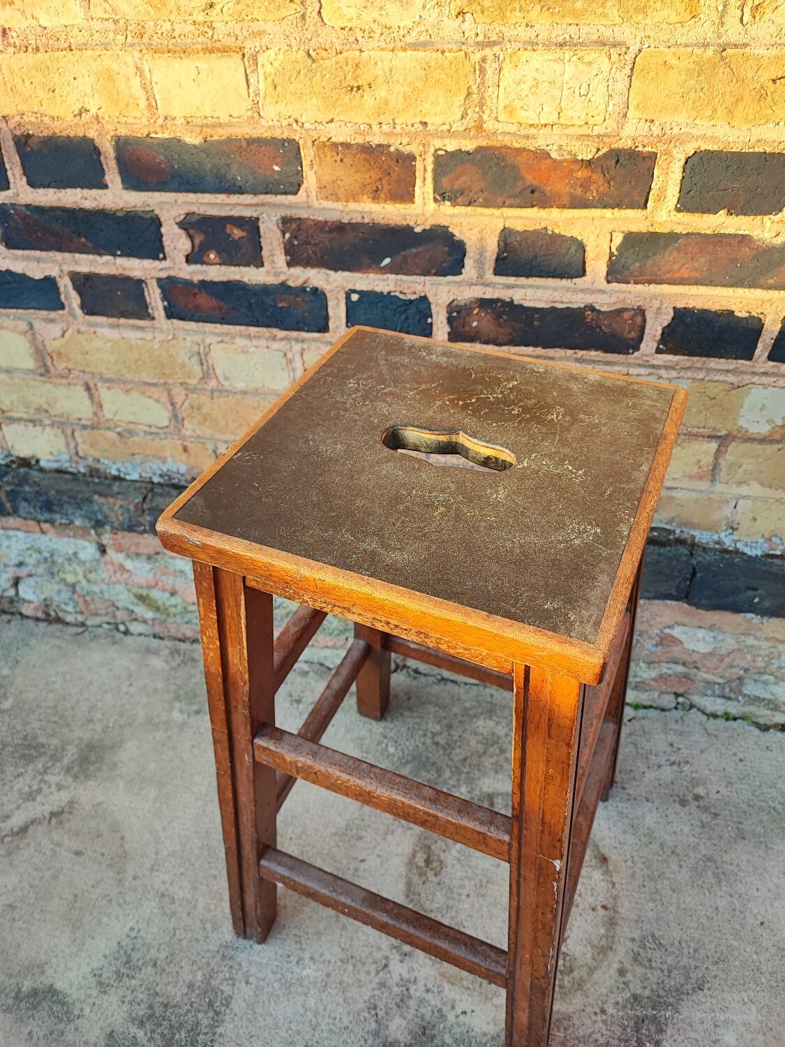 Vintage wood workshop top stool