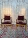 Pair of Empire style armchairs – Dolphin armrests – Beech and velvet