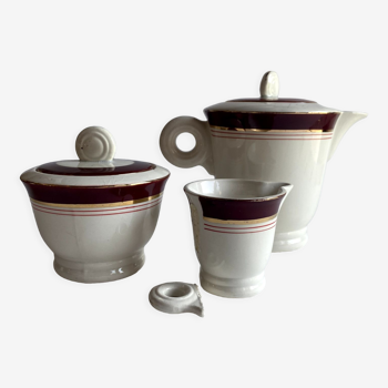 Digoin Sarreguemines teapot, sugar bowl, milk jug service