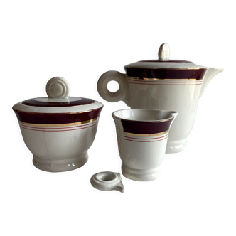 Teapot, sugar bowl, milk jug service Digoin Sarreguemines