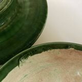 Glazed green earthenware butter dish Foucart Jourdan 1960