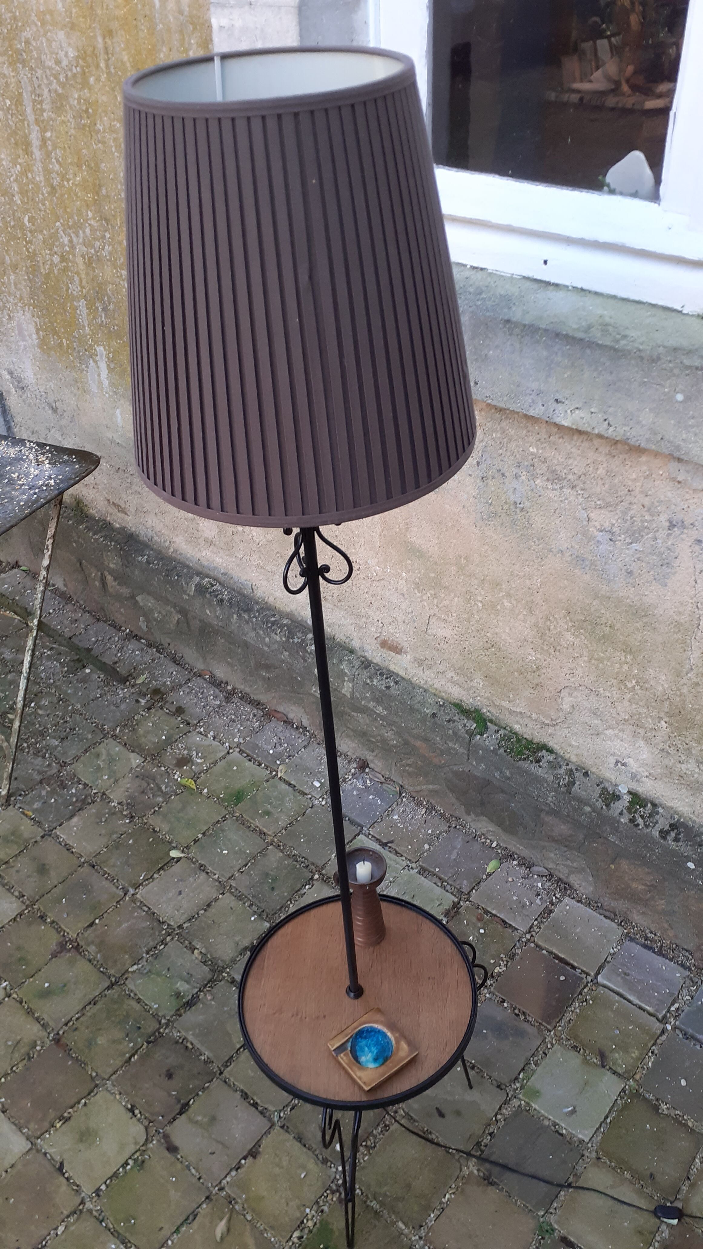 Lampadaire vintage année 50/60 fer forgé laqué noir
