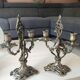Pair of Candelabra in Louis XV/Rocaille Style, 2 lights. In gilded bronze, 19th century.