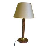 Vintage Unilux wood and brass lamp, 1970 France