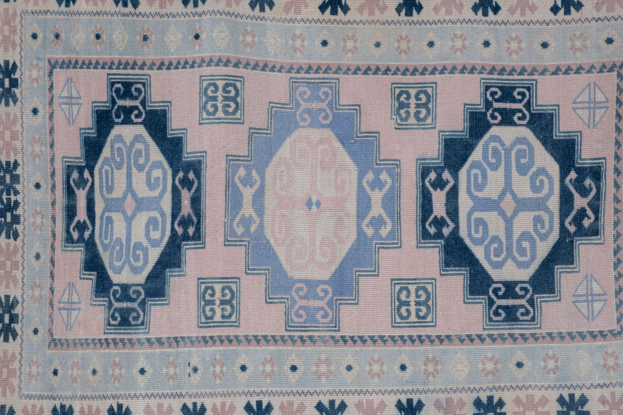 Vintage blue turkish Kars carpet, 1970s  95 x 137 cm