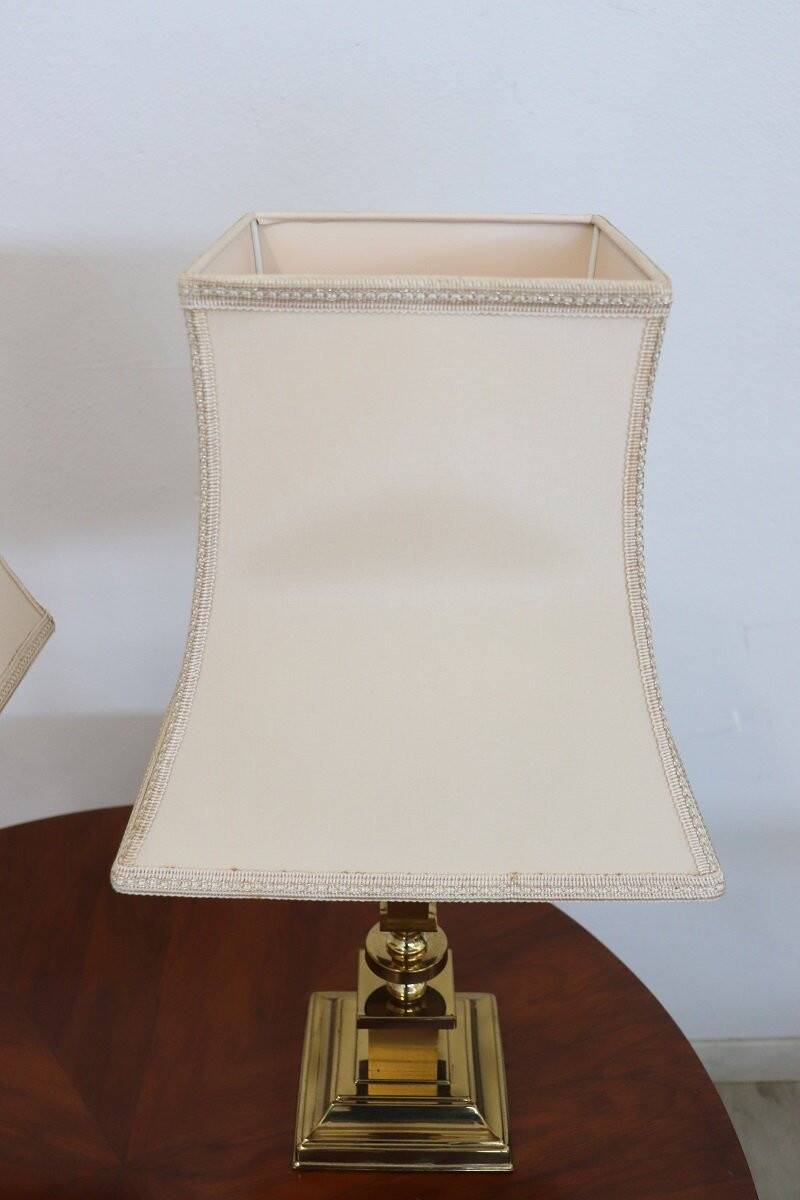 Golden Bedside Table Lamps, 1970s, Set Of 2