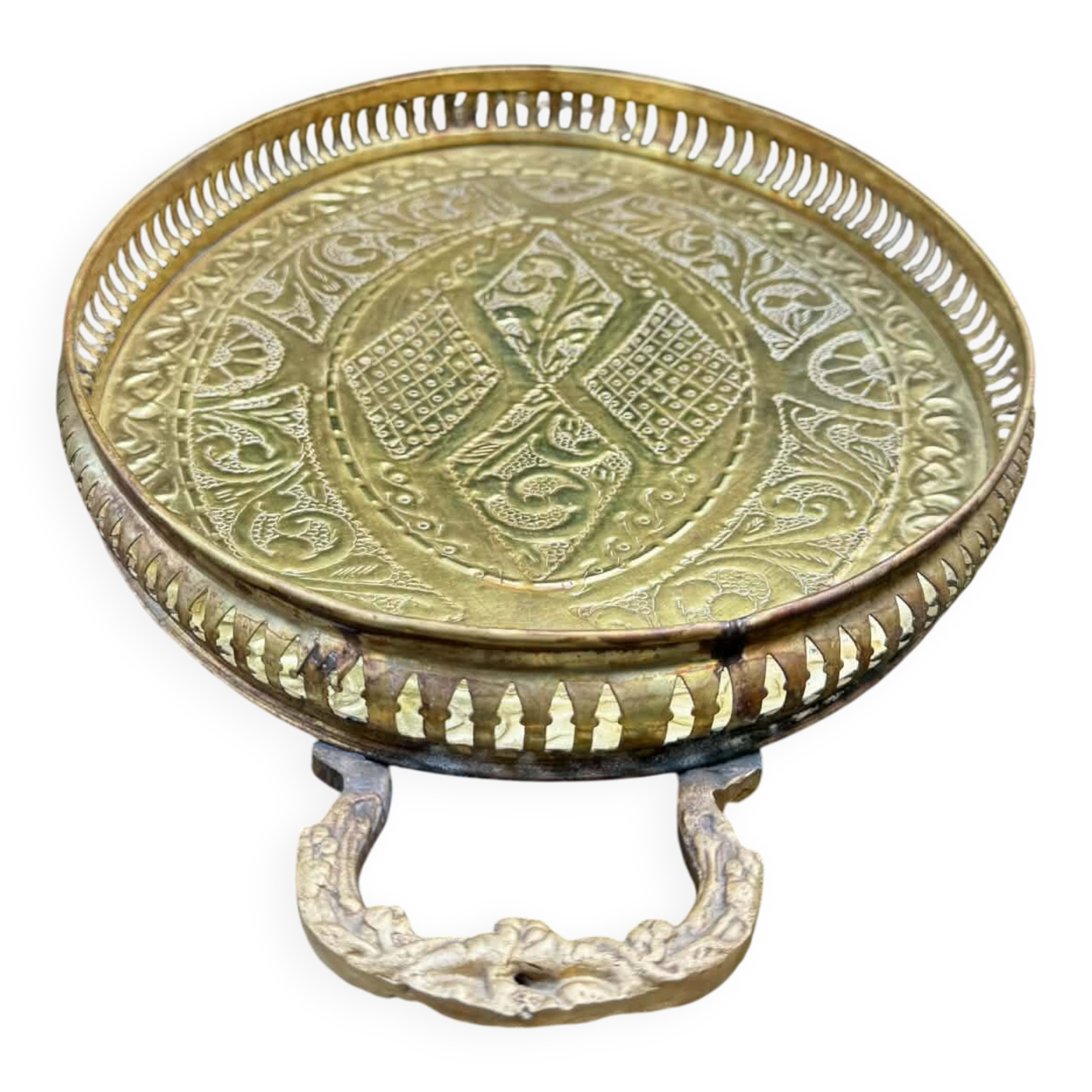 Large brass tray in Louis XV baroque style